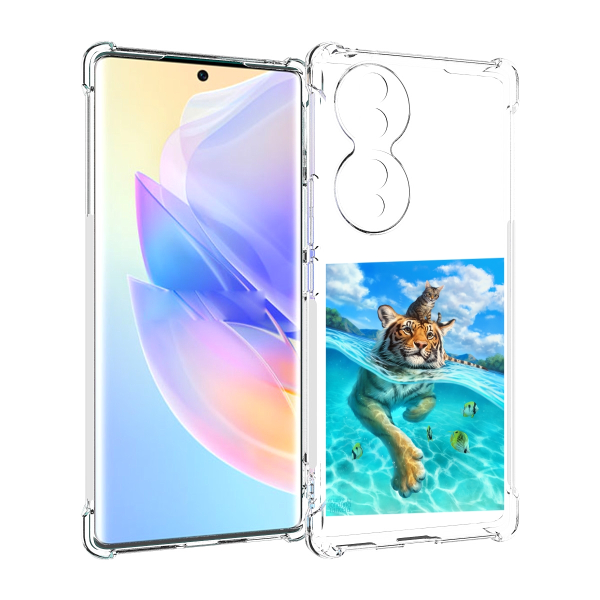 

Чехол MyPads Кот-на-тигре для Honor 70, Прозрачный, Tocco