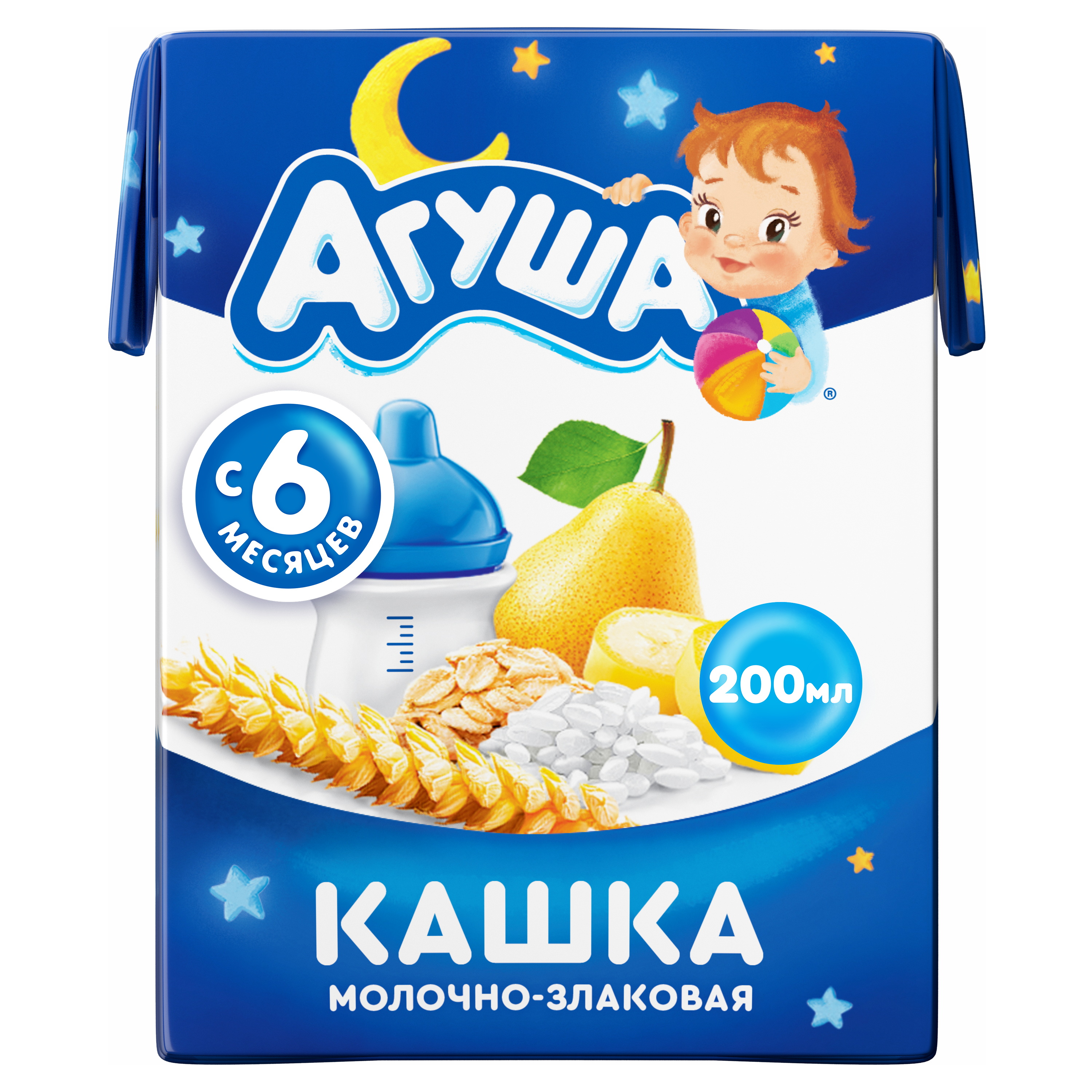 Каша молочная Агуша Злаковая с грушей и бананом с 6 мес. 200 г