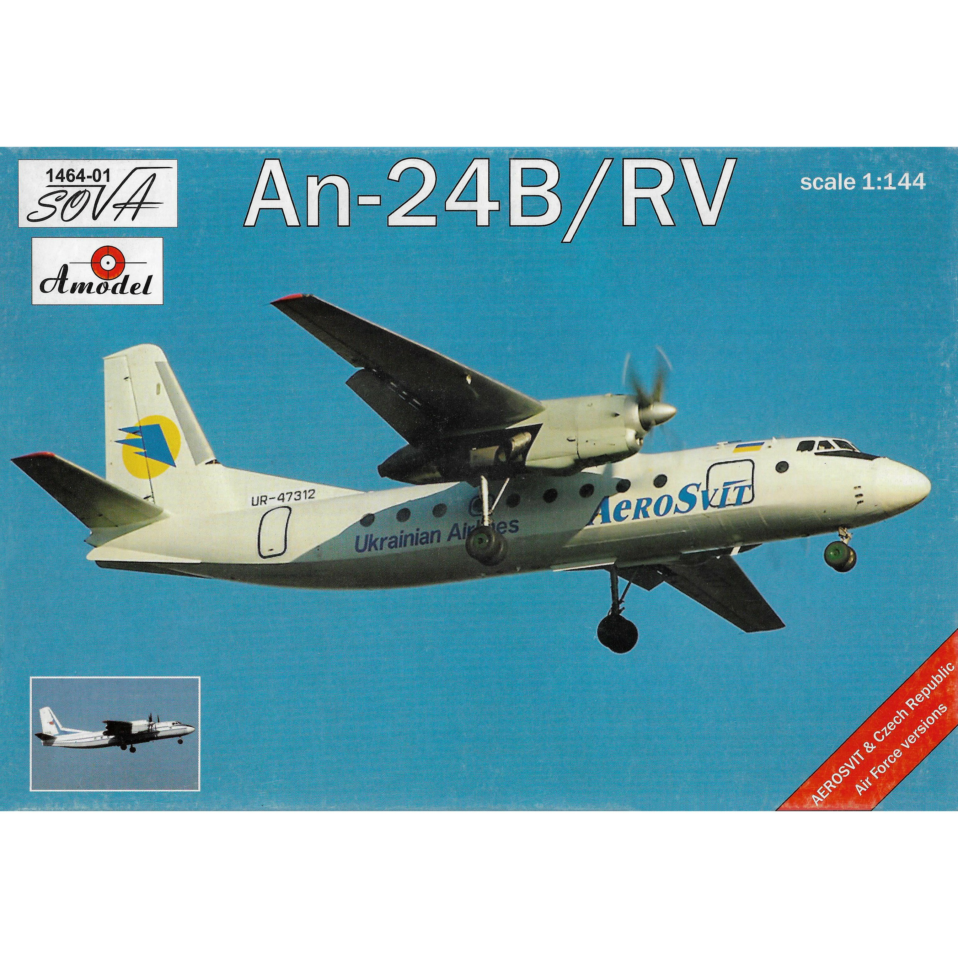 

1464-01S Amodel 1/144 Ан-24Б/РВ авиалинии Украины/Чехии, 1464-01S
