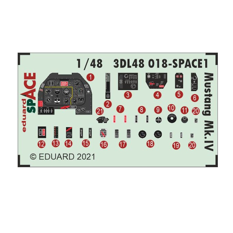 

3DL48018 Eduard 1/48 3D декали для Mustang Mk. IV SPACE, Однотонный, 3DL48018