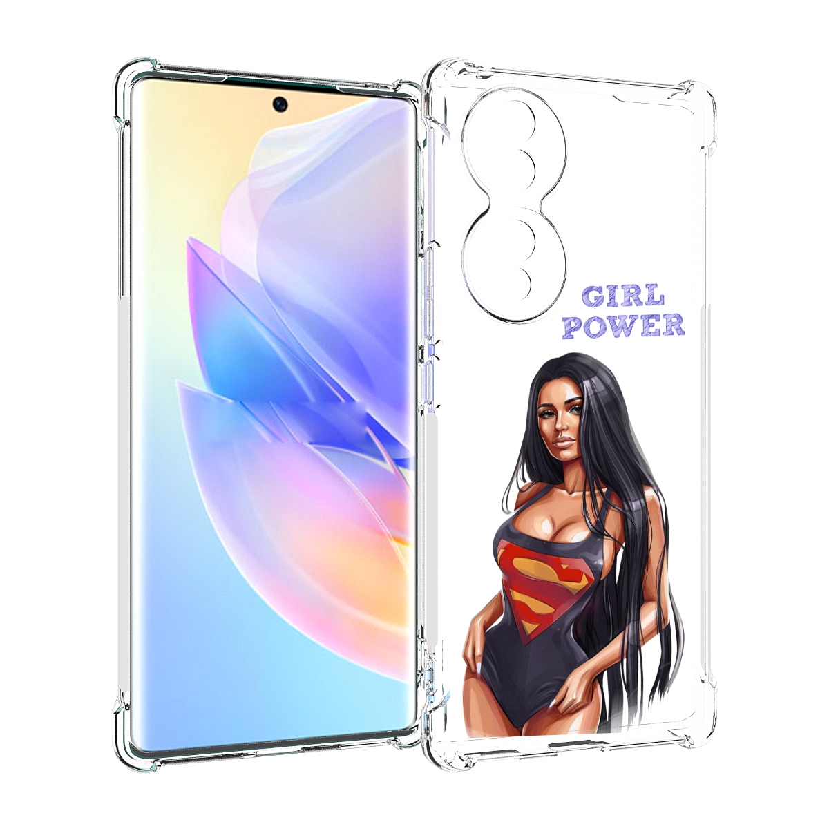 

Чехол MyPads Девушка-супермен женский для Honor 70, Прозрачный, Tocco