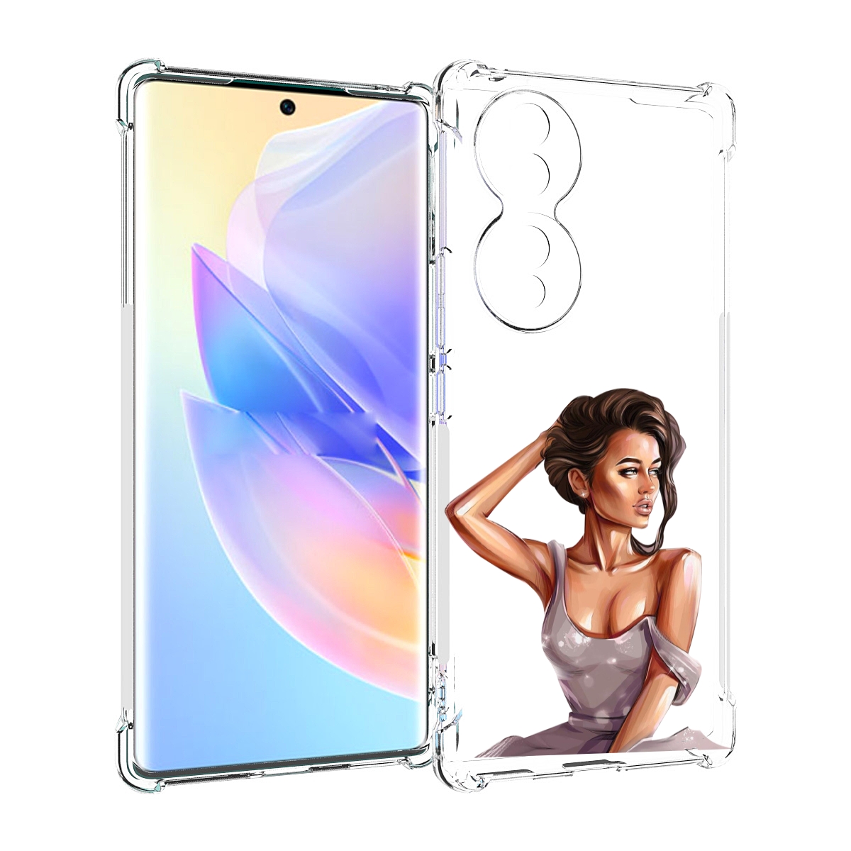 

Чехол MyPads Девушка-с-прической женский для Honor 70, Прозрачный, Tocco