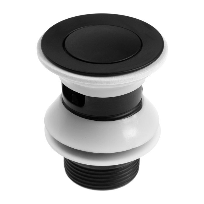 фото Донный клапан zein, 1 1/4", маленькая кнопка, с переливом, для раковины, черный