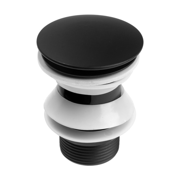 фото Донный клапан zein, 1 1/4", большая кнопка, с переливом, для раковины, черный