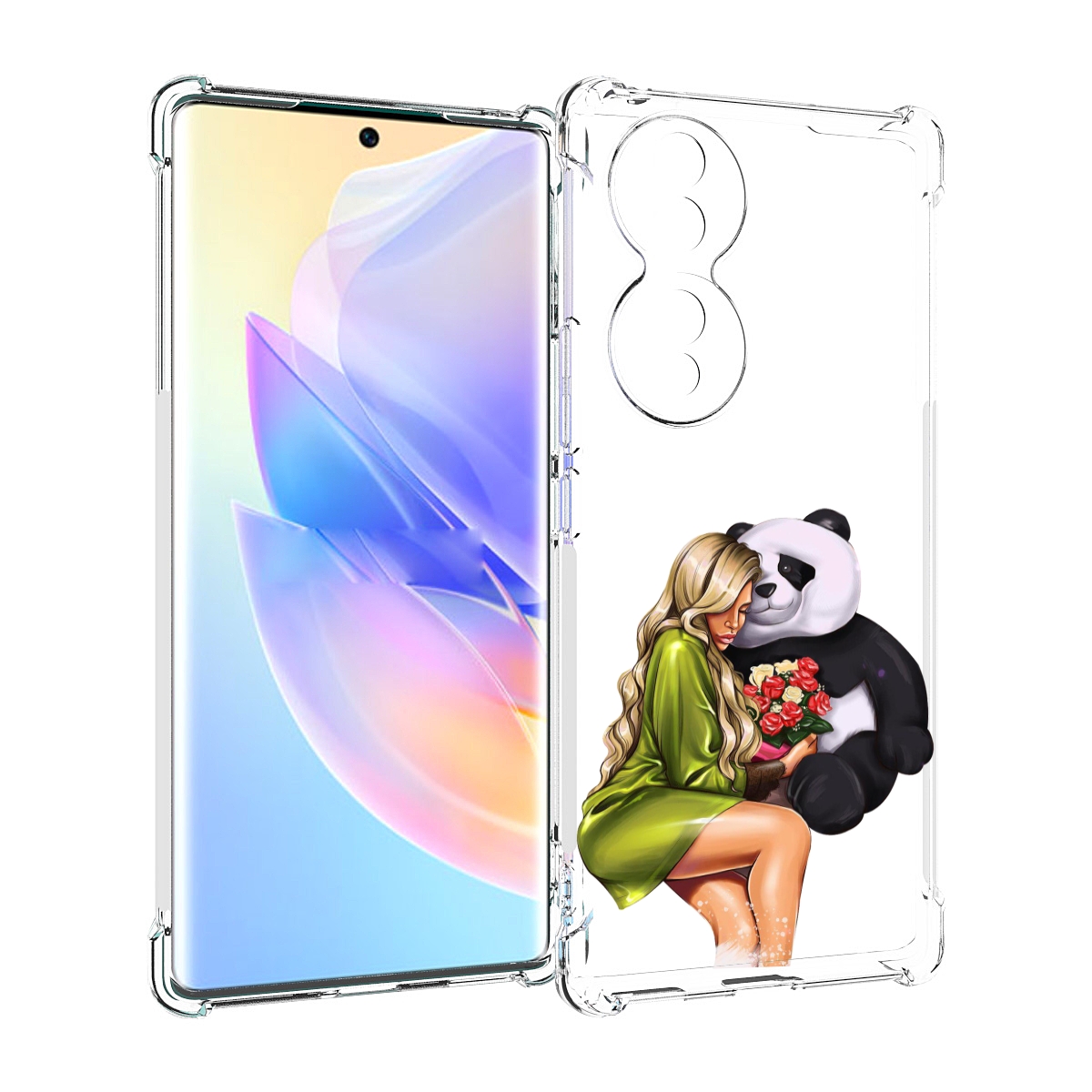 

Чехол MyPads Девушка-с-пандой-с-букетом женский для Honor 70, Прозрачный, Tocco