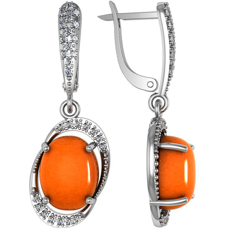 

Серьги женские из серебра ПРИВОЛЖСКИЙ ЮВЕЛИР 361430-FA11SR, сердолик/фианит, 361430-FA11SR