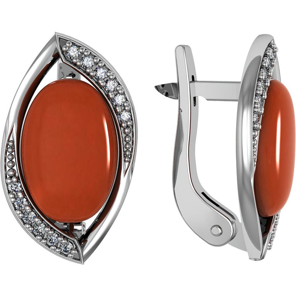 

Серьги женские из серебра ПРИВОЛЖСКИЙ ЮВЕЛИР 361183-FA11SR, сердолик/фианит, 361183-FA11SR