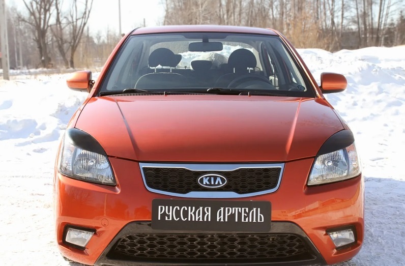 фото Накладкина передние фары (реснички) для kia rio (de) 2005-2011, глянец (под покраску) русская артель