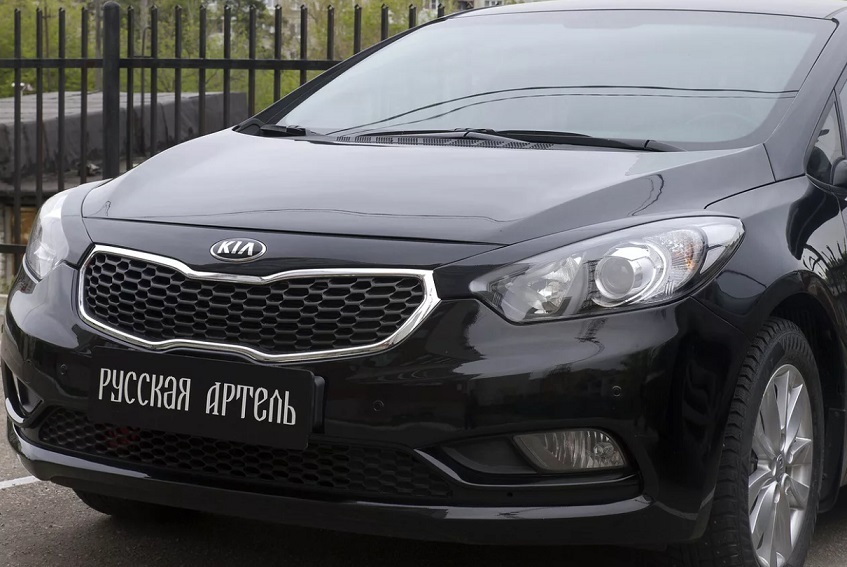 

Накладкина передние фары для Kia Cerato 2013-2016 (седан) , глянец (под покраску)