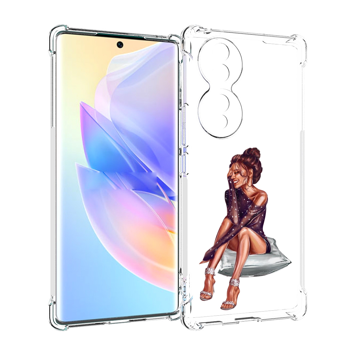 

Чехол MyPads Девушка-на-подушке женский для Honor 70, Прозрачный, Tocco