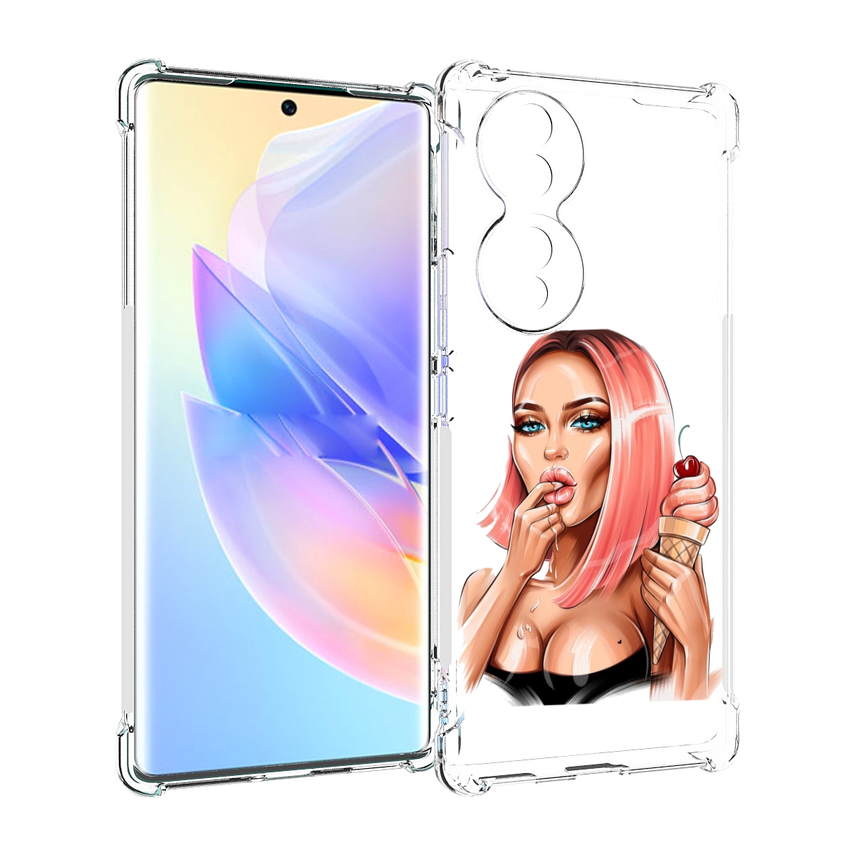 

Чехол MyPads Девушка-и-мороженое женский для Honor 70, Прозрачный, Tocco