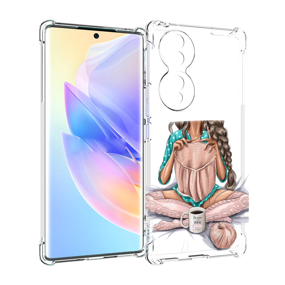 

Чехол MyPads Девушка-вяжет женский для Honor 70, Прозрачный, Tocco