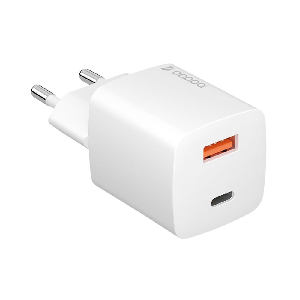 

Зарядное устройство Deppa Wall Charger 20Вт, USB-A + USB-C, белый, Без заводской упаковки, 11410-OZ