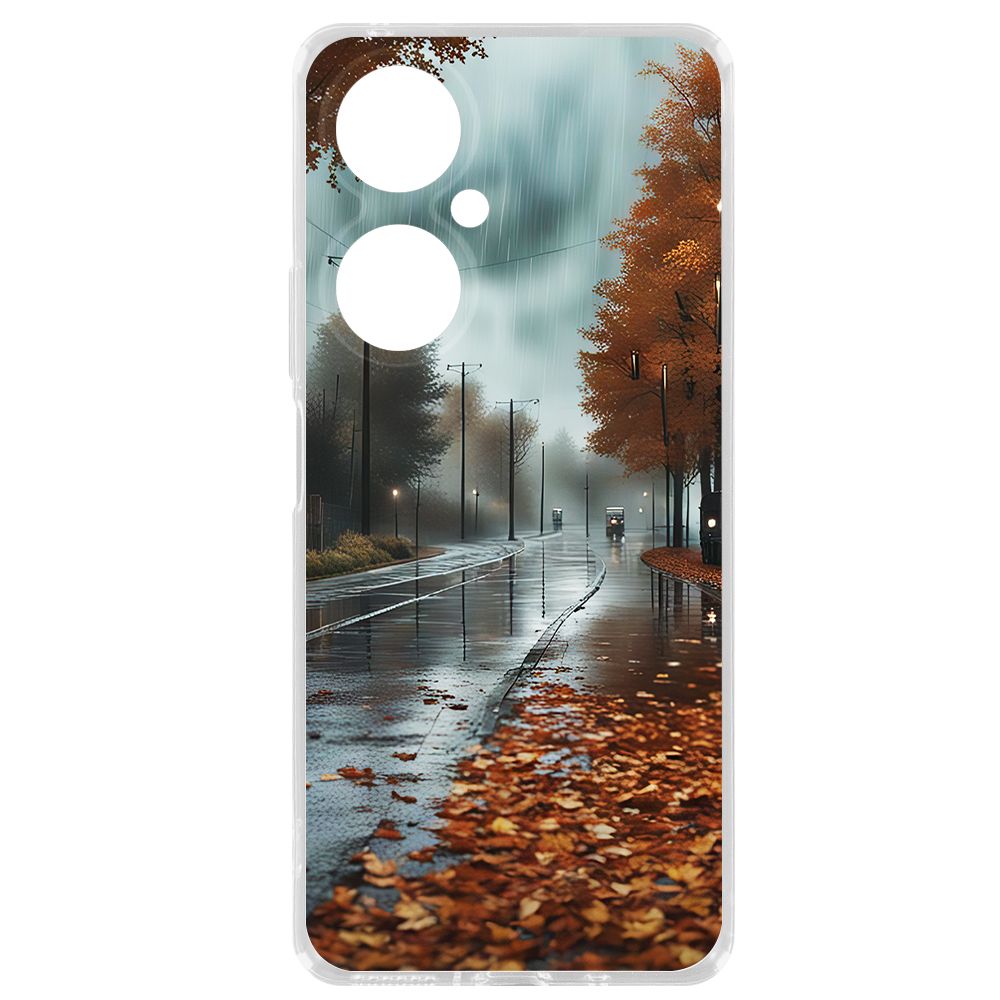 

Чехол-накладка Krutoff Clear Case Осенний дождь для Huawei Nova 11i, Прозрачный