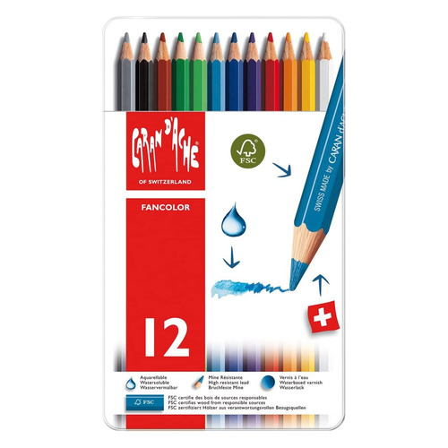 

Карандаши цветные Carandache Fancolor 1288.312 1288.312 2.8мм коробка металлическая 12шт, 1288.312