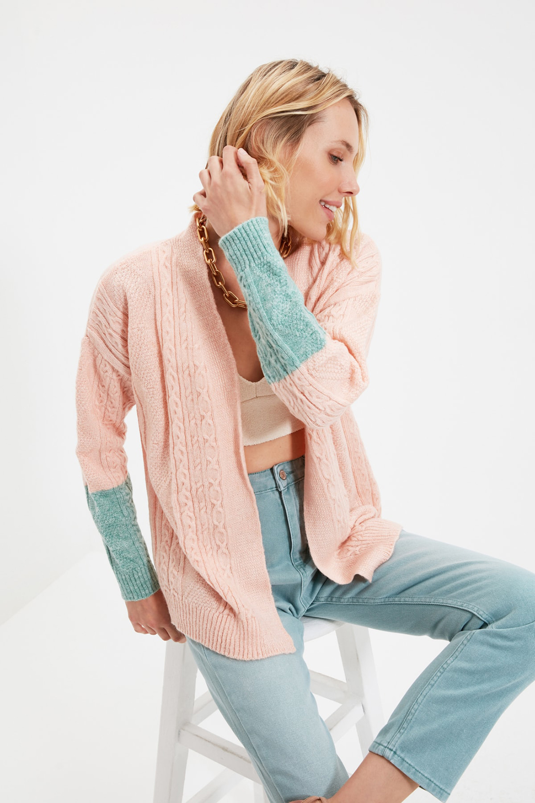 

Кардиган женский Trendyol бежевый, TWOAW22HI0265
