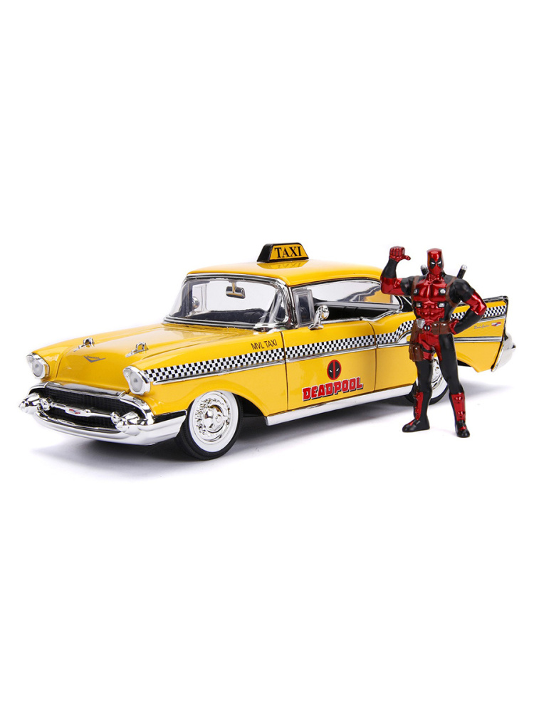 

Машинка Jada Toys такси Шевроле с фигуркой Дэдпула Deadpool 1 к 24 22 см, Желтый