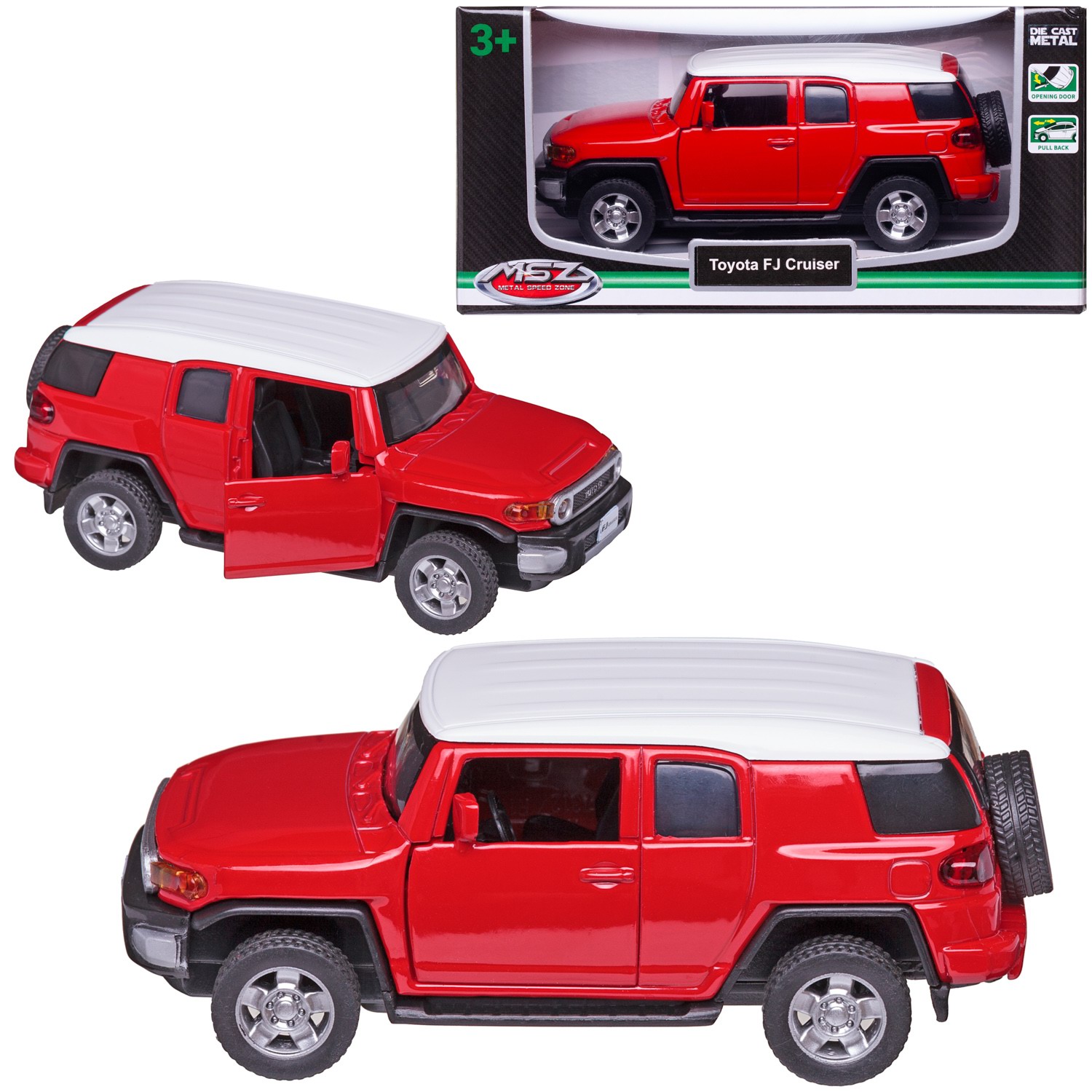 Машинка MSZ серия 143 Toyota FJ cruiser металл красная инерционная двери открываются 977₽