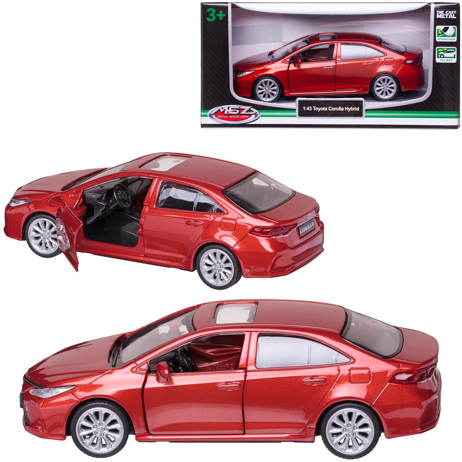 Машинка MSZ серия 1:43 Toyota Corolla Hybrid металл, оранжевая, инерционная