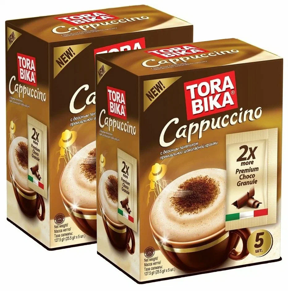 Растворимый кофе Tora Bika Cappuccino с шоколадной крошкой, 2 упаковки по 5 шт