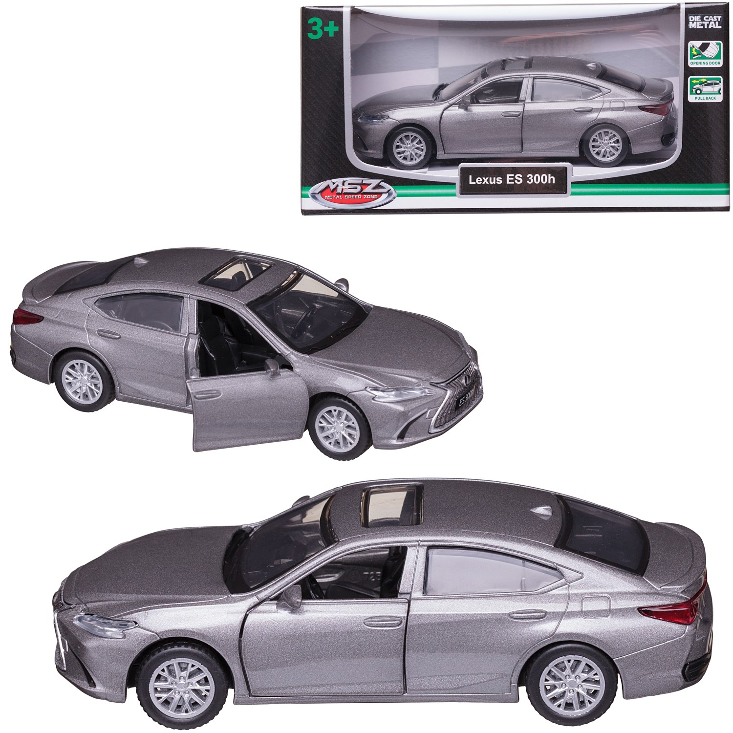 Машинка MSZ серия 1:43 Lexus ES300h, цвет серебряный, инерционная, двери открываются