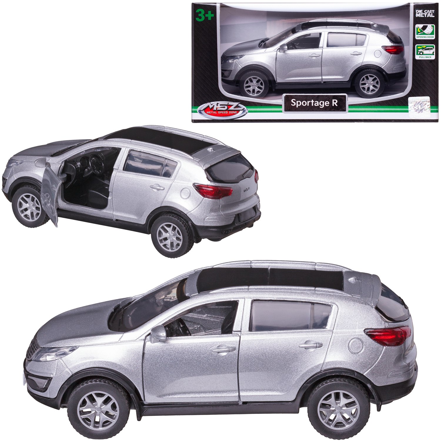 Машинка MSZ серия 1:43 Kia Sportage R, цвет серебряный, инерционная, двери открываются