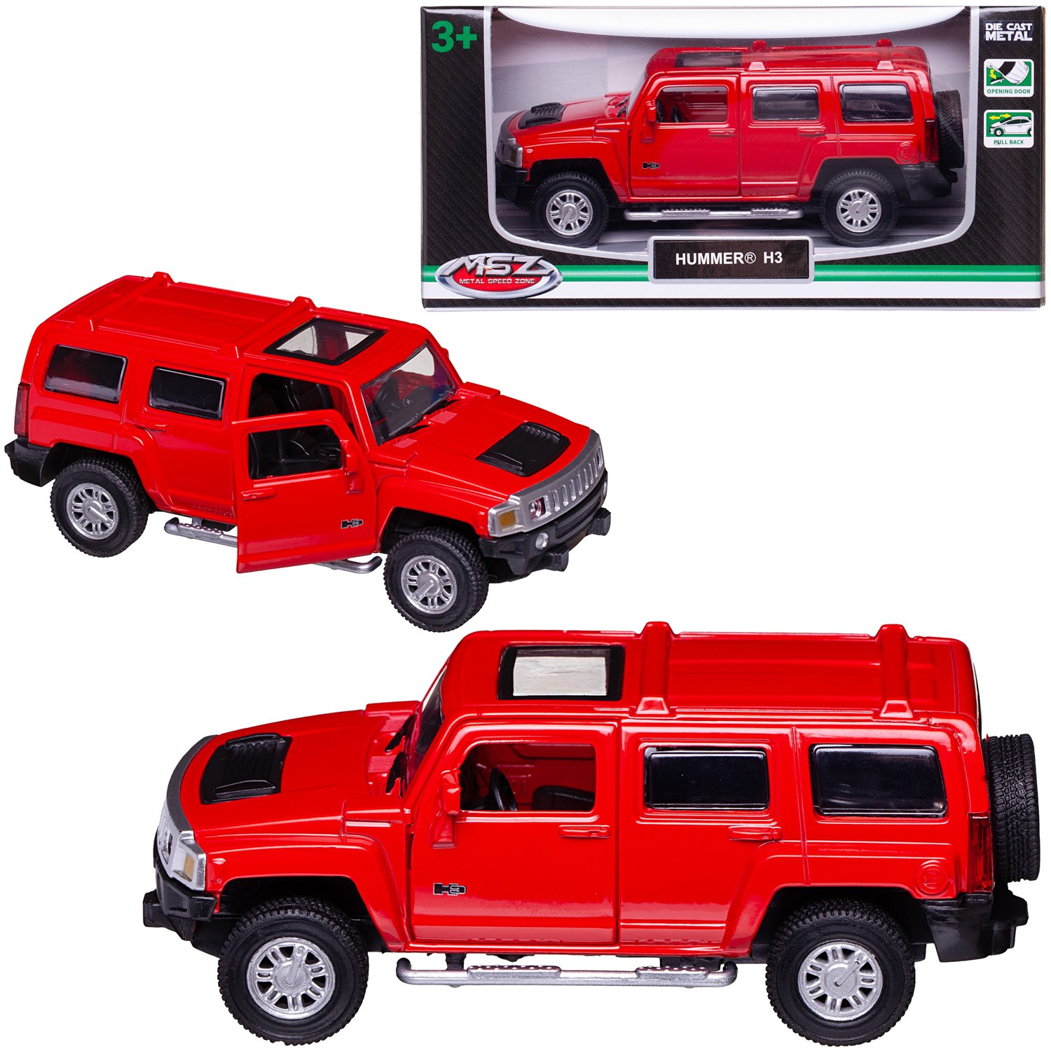 

Машинка MSZ серия 1:43 Hummer H3, цвет красный, инерционный механизм, двери открываются, WE-15944R