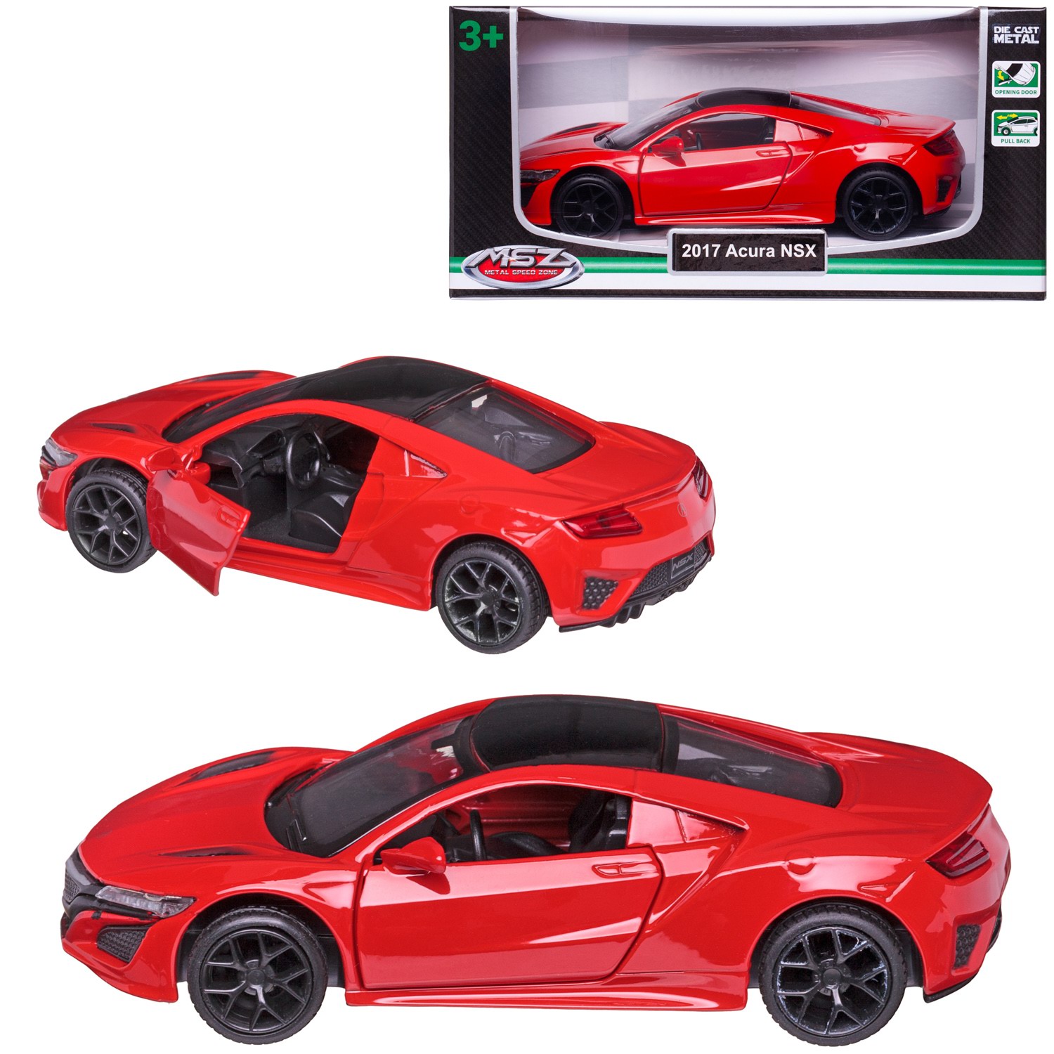 

Машинка MSZ серия 1:43 Honda Acura NSX, красная, инерционный механизм, двери открываются, Красный, WE-15957R