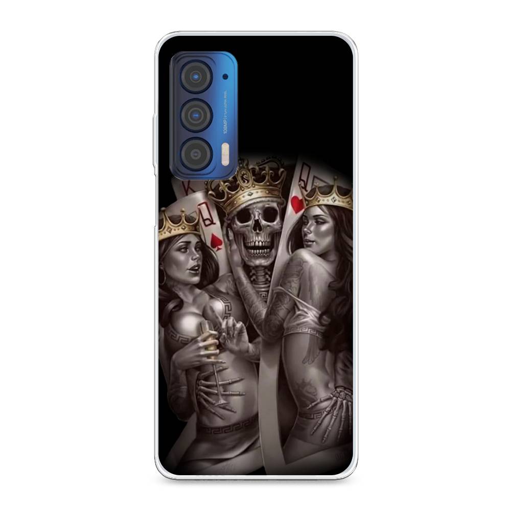 

Чехол для Motorola Edge (2021) "Карты король и королевы", Серый;желтый, 242950-6