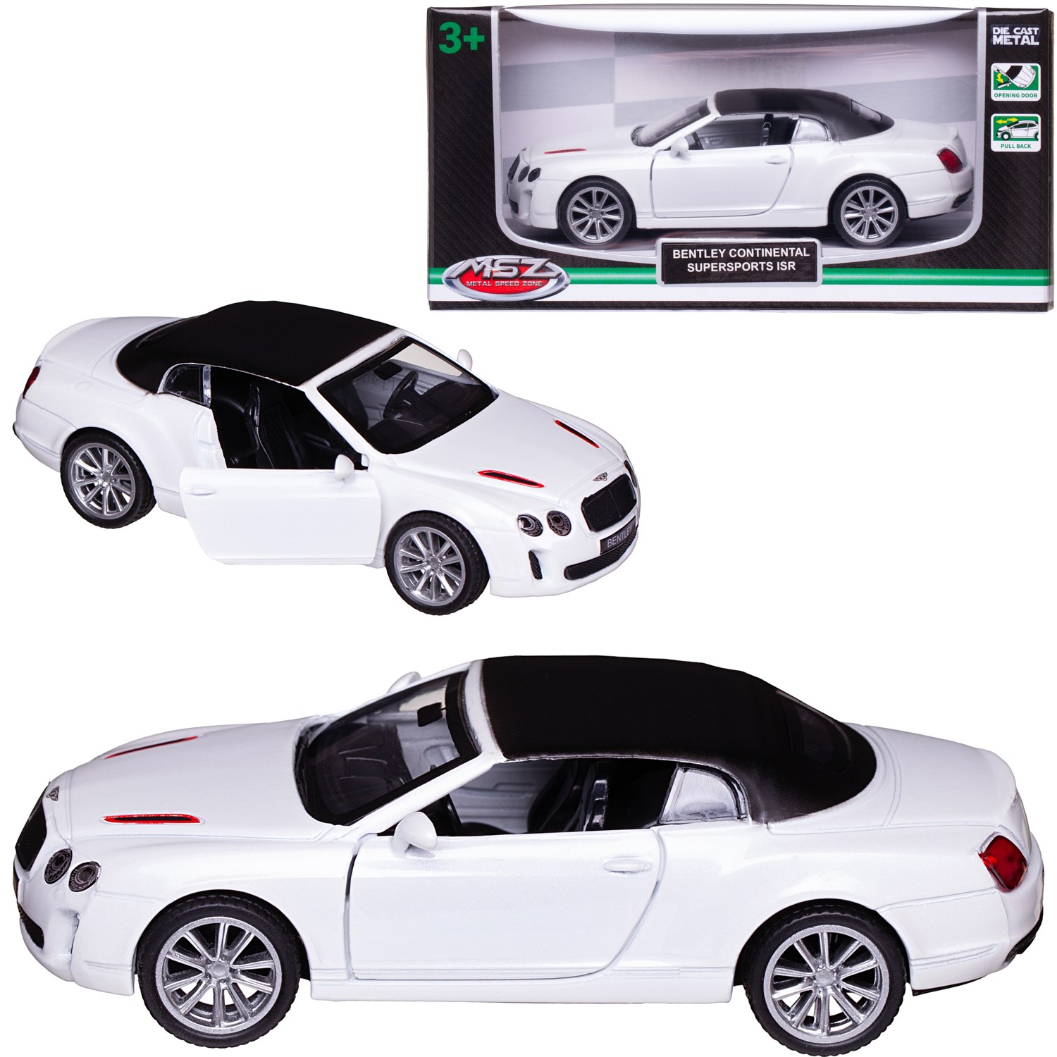 Машинка MSZ серия 143 Bentley Continental supersports convertible ISR белая инерционная 977₽