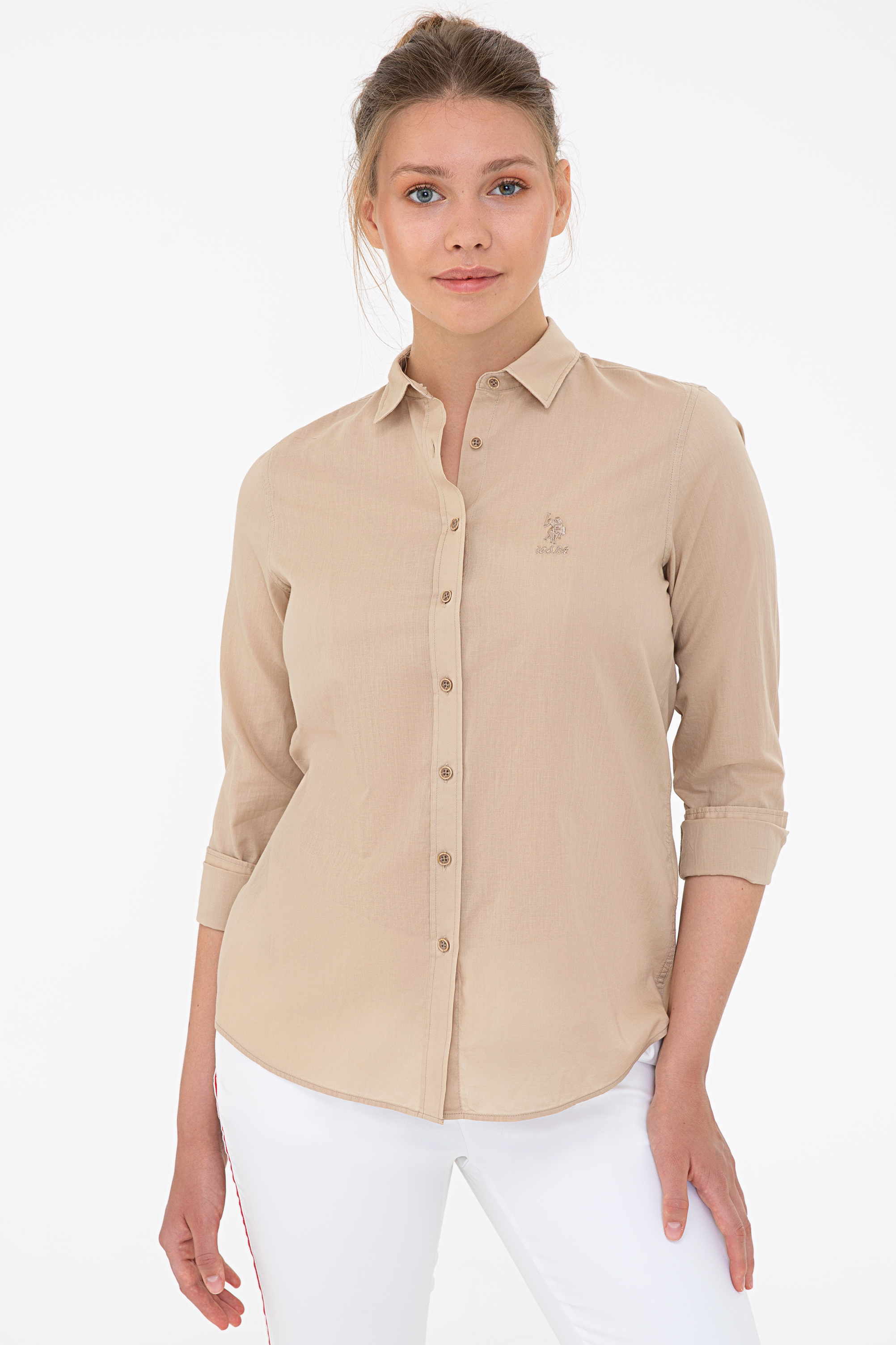

Рубашка женская U.S. POLO Assn. G082SZ0040RC-CRUDEWOMEN бежевая 38, G082SZ0040RC-CRUDEWOMEN