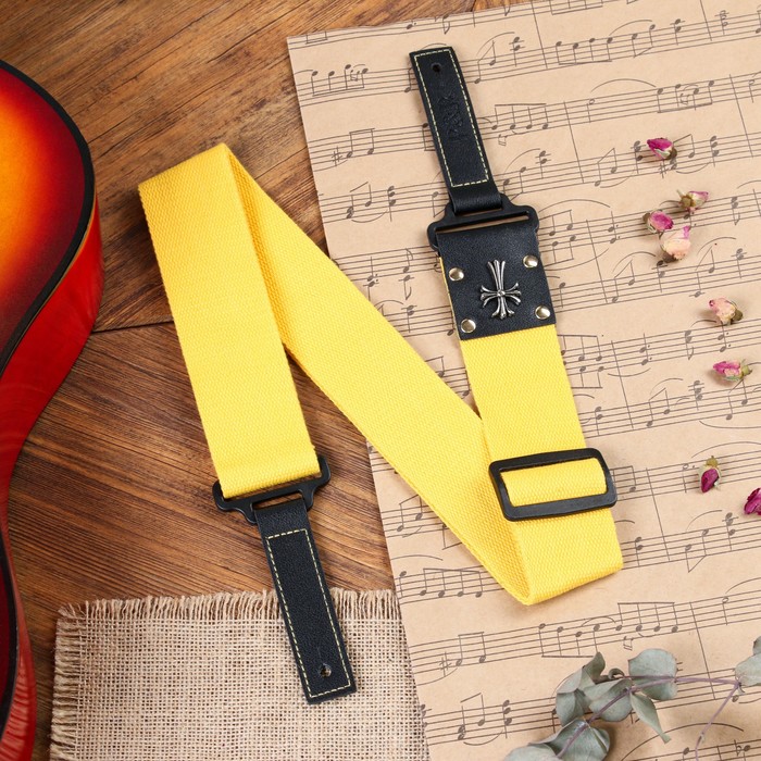 

Ремень для гитары Music Life Крест, желтый, 95-155 см