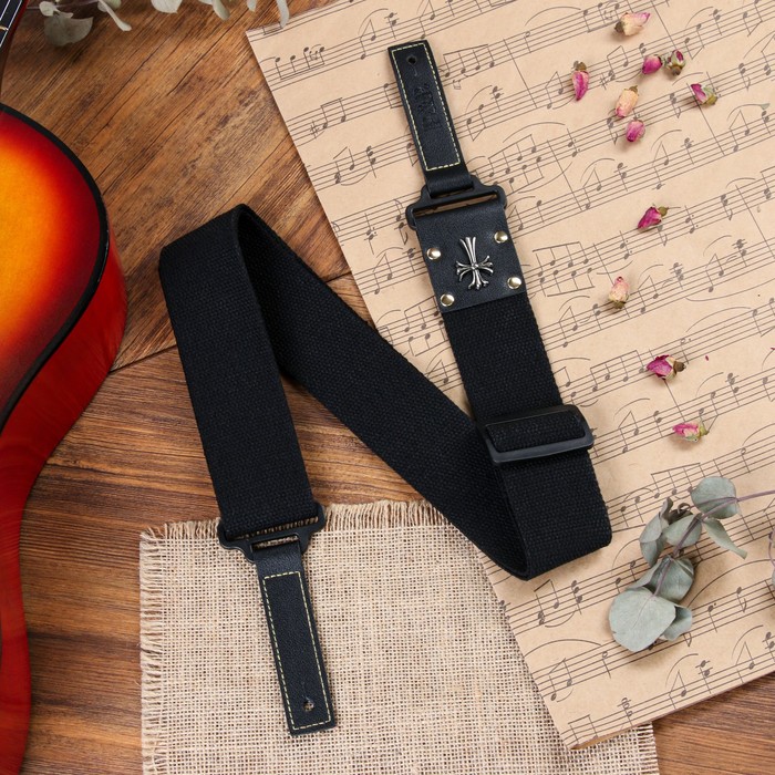 

Ремень для гитары Music Life Крест, черный, 95-155 см
