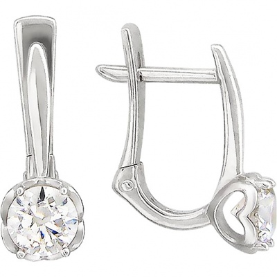 

Серьги из белого золота с фианитом Эстет 01С129297, 01С129297
