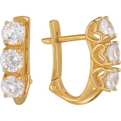 

Серьги из желтого золота Эстет 01С139302, фианит, 01С139302