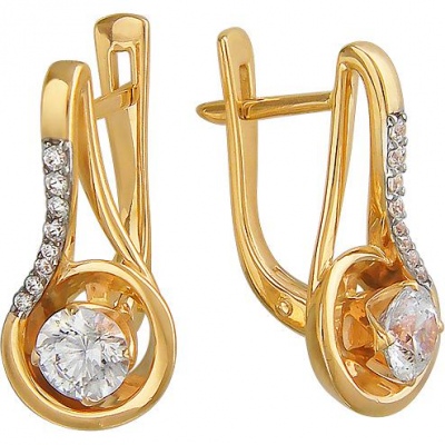 

Серьги из желтого золота со swarovski Эстет 01С139293, 01С139293
