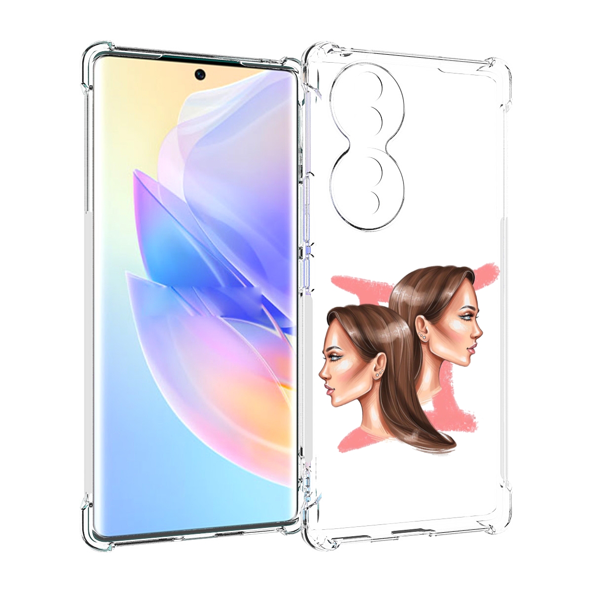 

Чехол MyPads Девушка-Близнецы женский для Honor 70, Прозрачный, Tocco