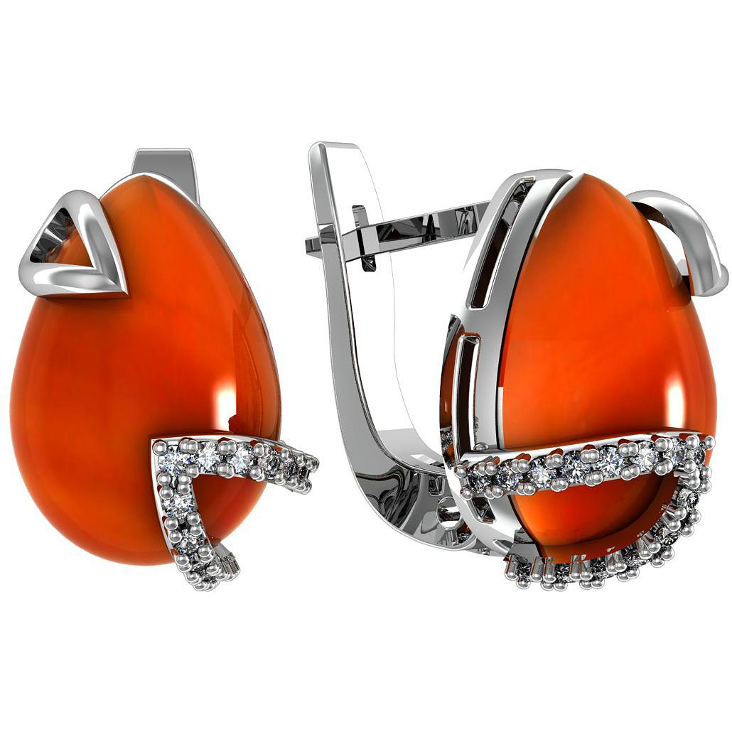 

Серьги женские из серебра ПРИВОЛЖСКИЙ ЮВЕЛИР 361191-FA11SR, сердолик/фианит, 361191-FA11SR