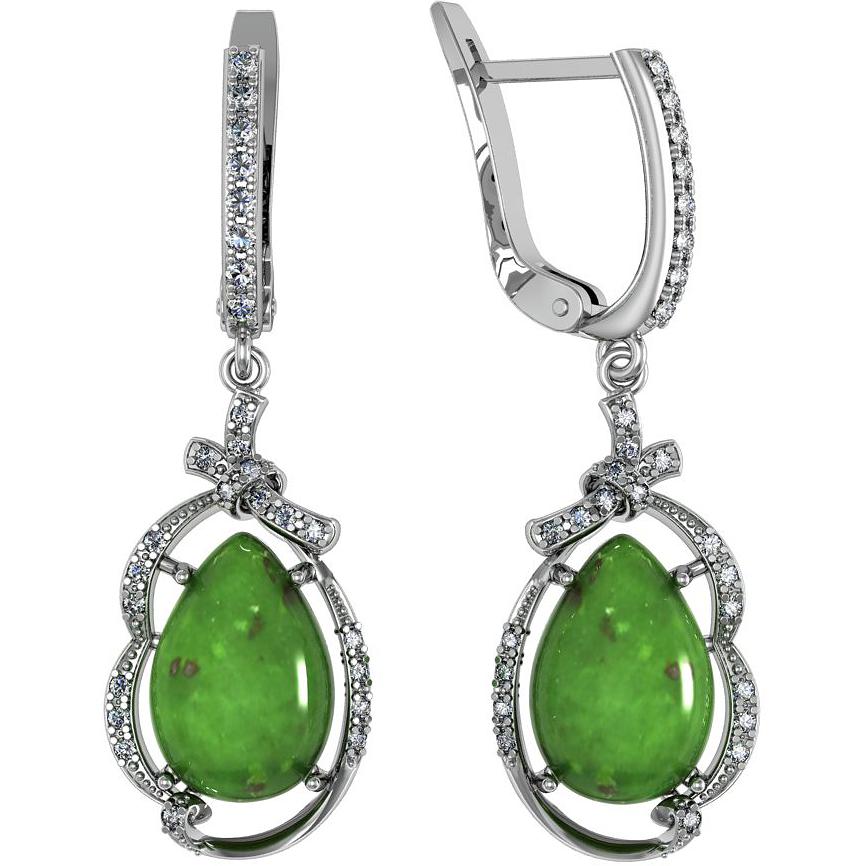 

Серьги женские из серебра ПРИВОЛЖСКИЙ ЮВЕЛИР 361603-FA11NF, нефрит/фианит, 361603-FA11NF
