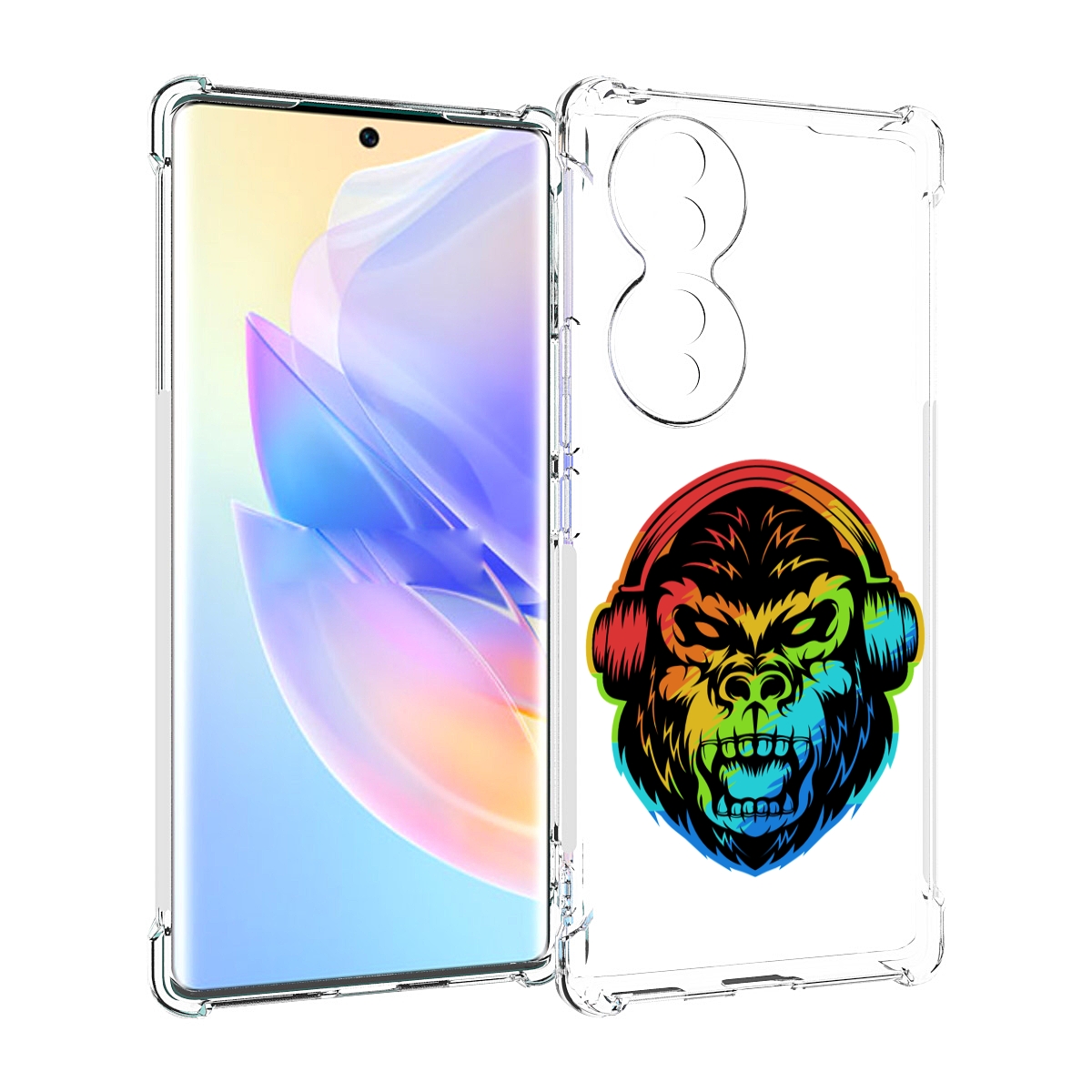 

Чехол MyPads Горилла-в-наушниках для Honor 70, Прозрачный, Tocco