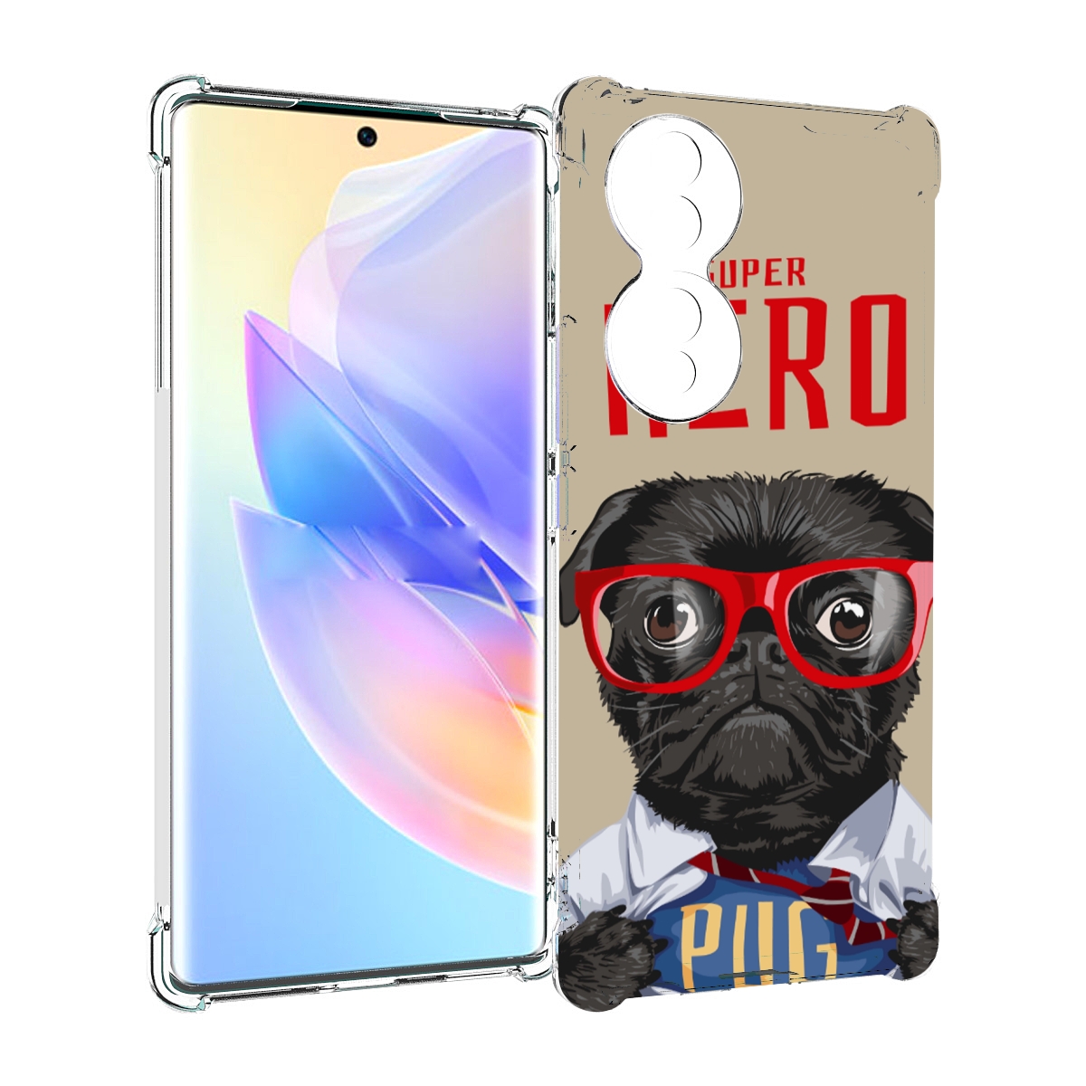 

Чехол MyPads Герой-PUG для Honor 70, Прозрачный, Tocco