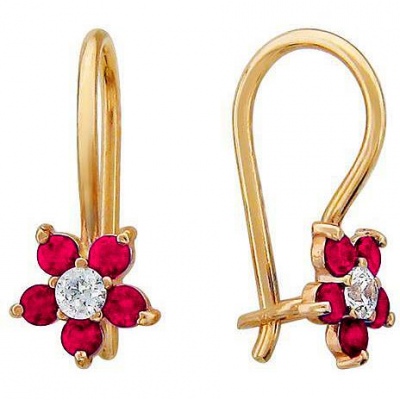 

Серьги из красного золота с фианитом/корундом Эстет 01С216165-1, 01С216165-1