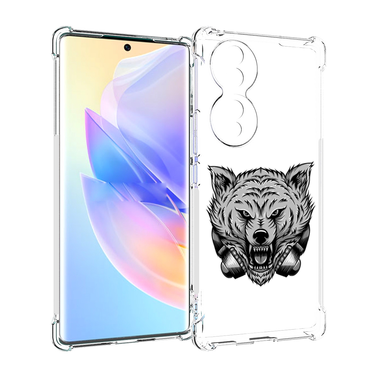 

Чехол MyPads Волк-в-наушниках мужской для Honor 70, Прозрачный, Tocco