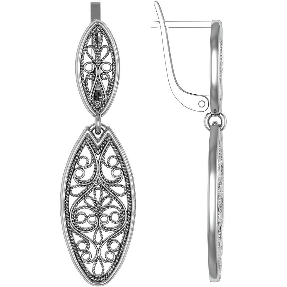

Серьги женские из серебра ПРИВОЛЖСКИЙ ЮВЕЛИР 361009, без вставки, 361009