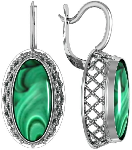 

Серьги женские из серебра ПРИВОЛЖСКИЙ ЮВЕЛИР 361872-ML, малахит, 361872-ML