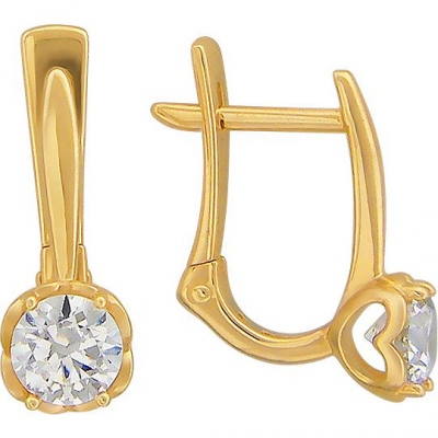 

Серьги из желтого золота Эстет 01С139297, фианит, 01С139297