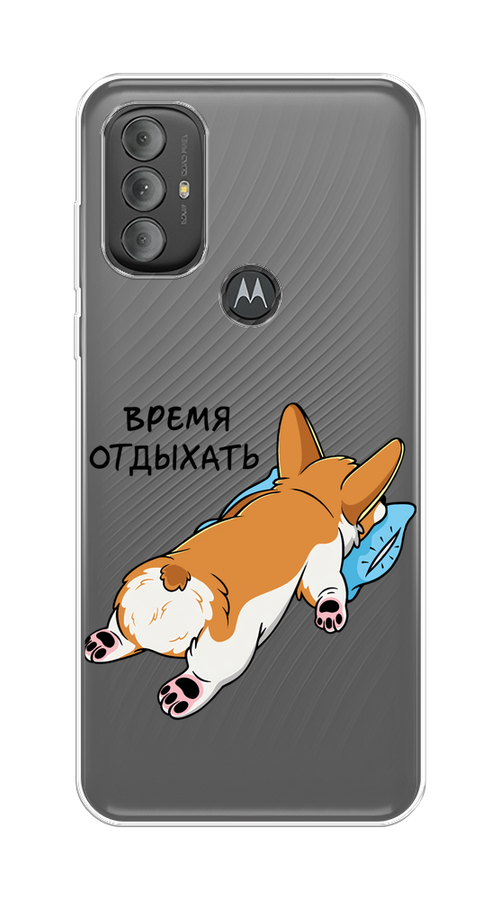 

Чехол на Motorola Moto G Power 2022 "Корги отдыхает", Черный;коричневый;голубой, 242850-1