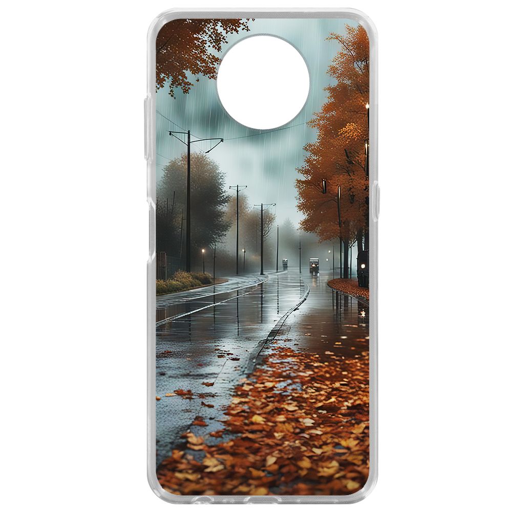 

Чехол-накладка Krutoff Clear Case Осенний дождь для Nokia G10, Прозрачный