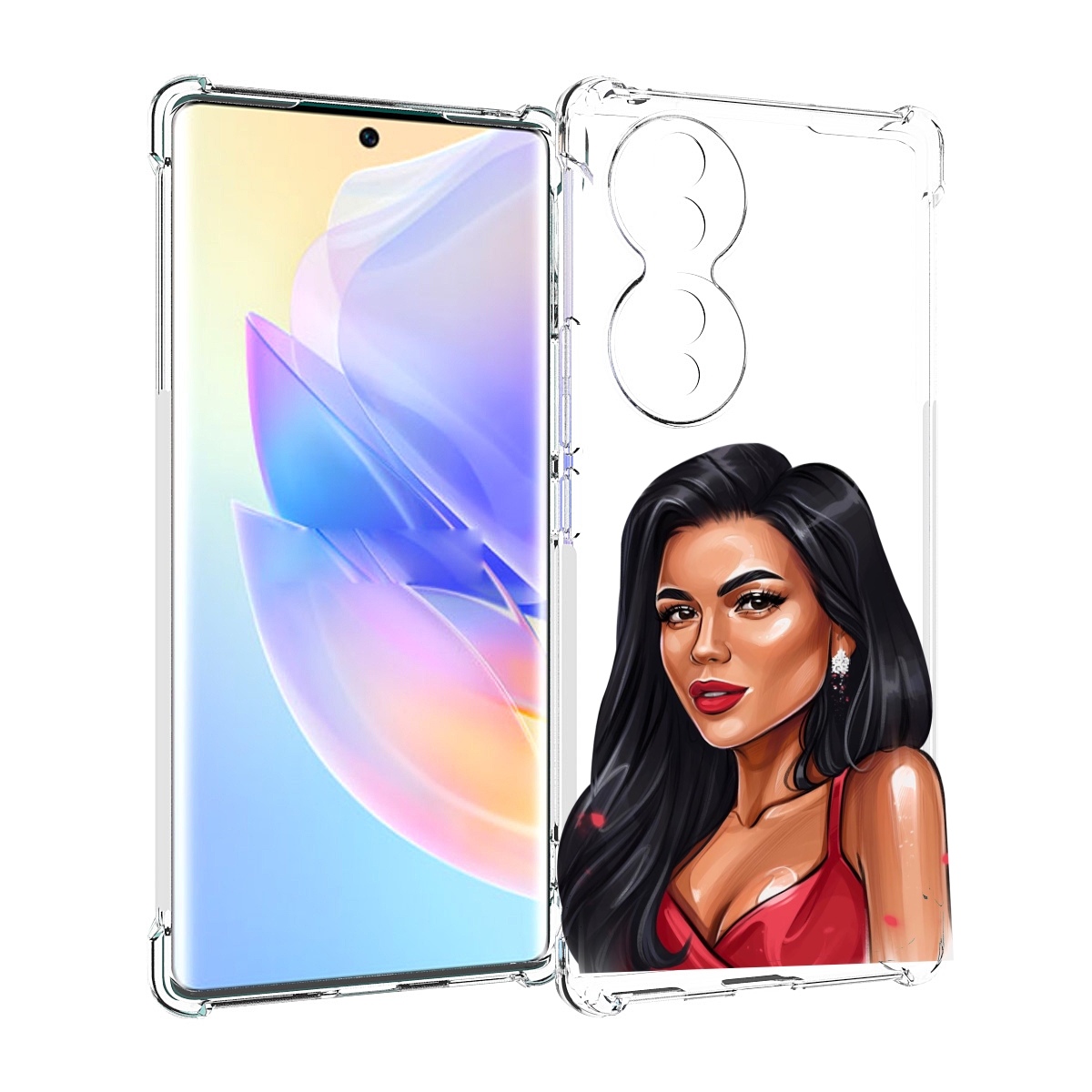 

Чехол MyPads Брюнетка-в-красном-платье для Honor 70, Прозрачный, Tocco