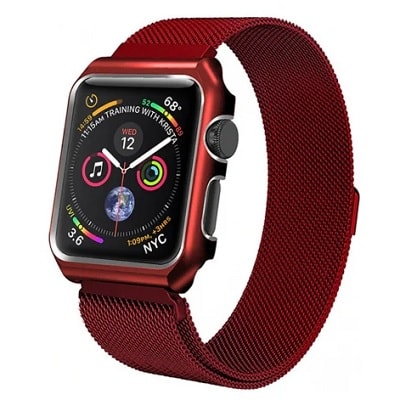 

Ремешок Apple Watch 44 mm - Металл one body Milanese loop красный